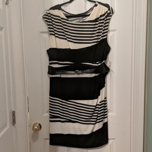 Bisou Bisou  black and white patterned dress Sz 24 - Picture 1 of 8